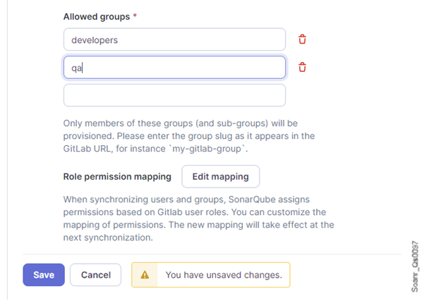 Enter the root group URL of the allowed groups in GitLab